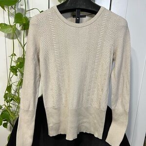 Peruvian Connection 100% Pima Cotton Textured Knit Beige Sweater Women’s size M